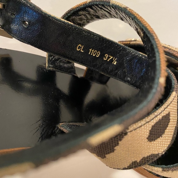 Christian Dior camouflage printed Strappy Sandals heels wooden platform 37.5 - Picture 11 of 13